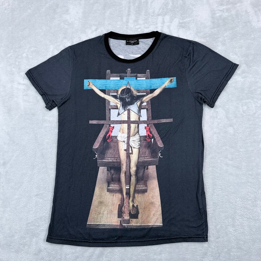 Givenchy Paris Jesus Crucifixion T-Shirt Mens Small Graphic Electric Chair 19520
